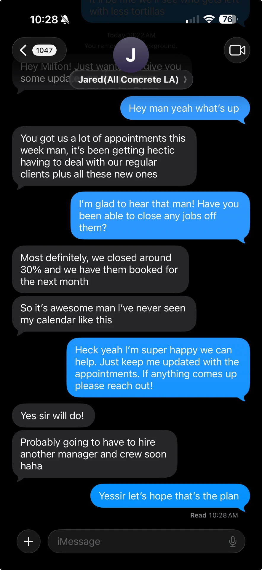 Client proof screenshot from Jared