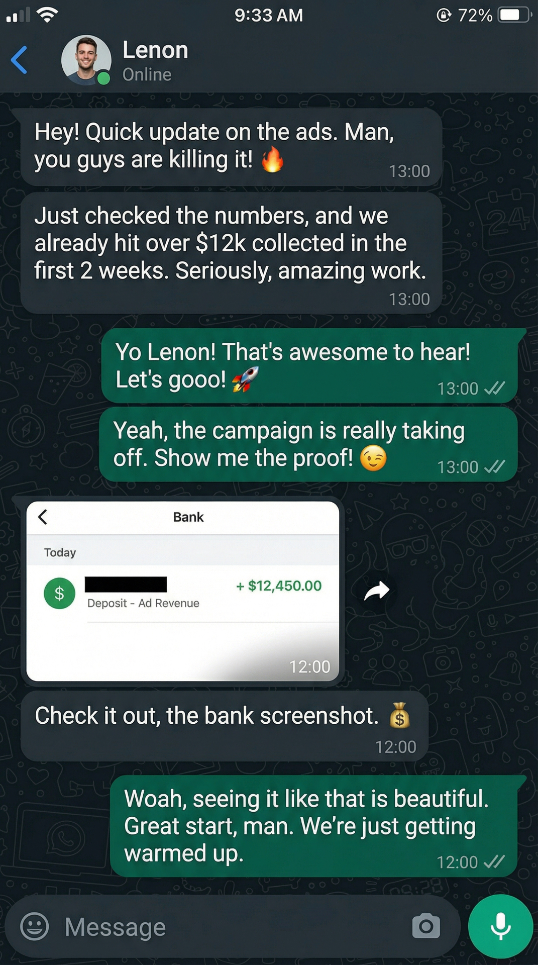 Client proof screenshot from Lenon